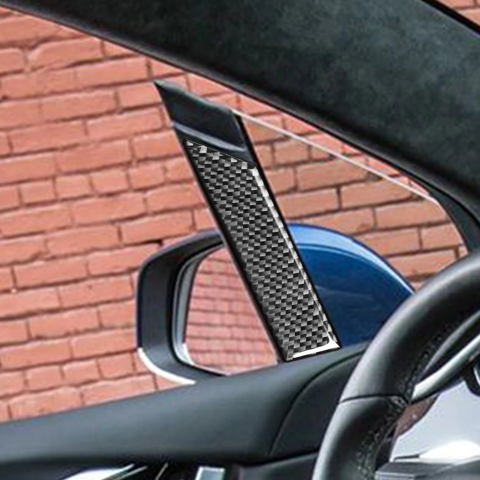 Tesla Model S Carbon Fiber Car Front Door Triangular Window Pillars Interior Trim Sticker