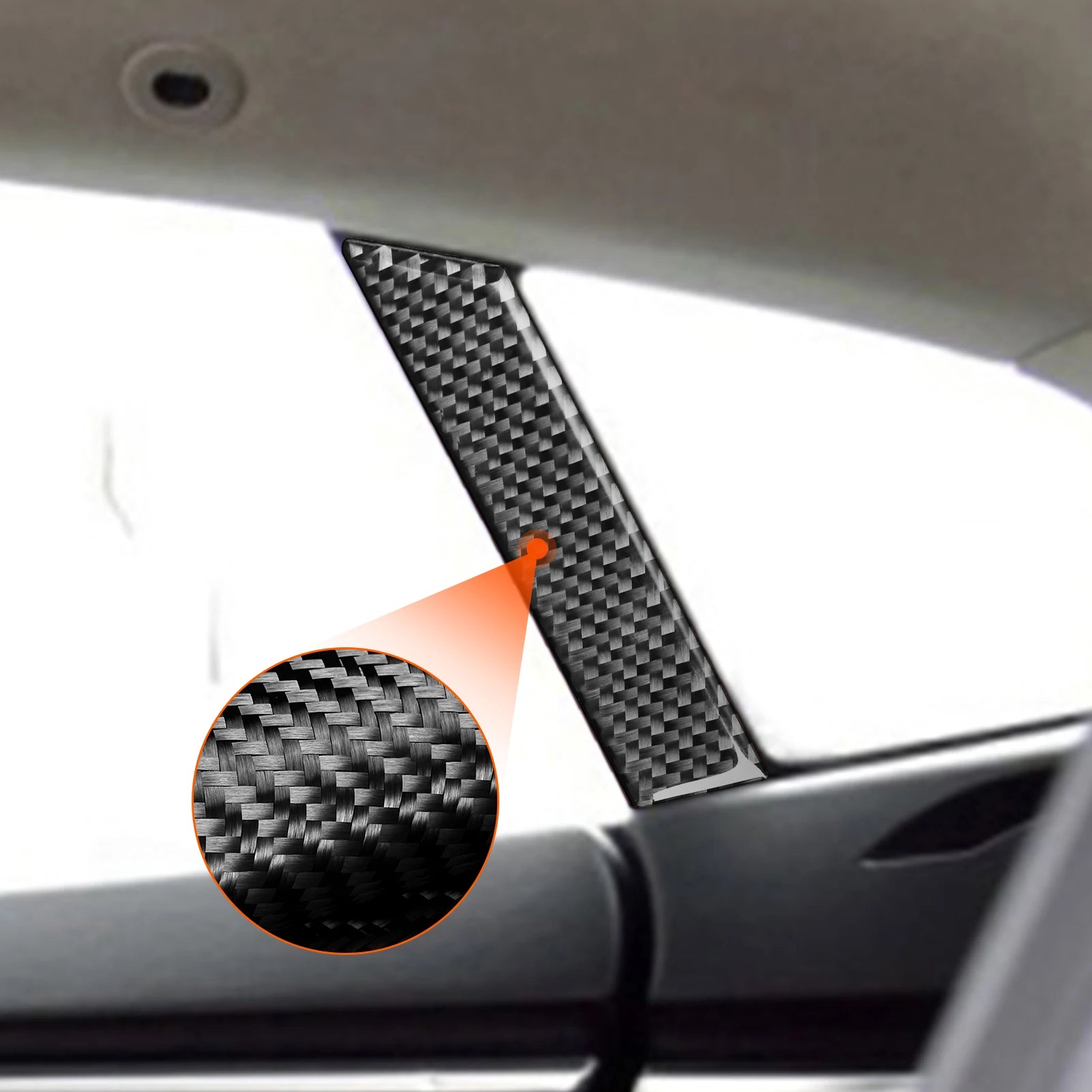 Tesla Model S Carbon Fiber Rear Door Window Pillar Trim Sticker