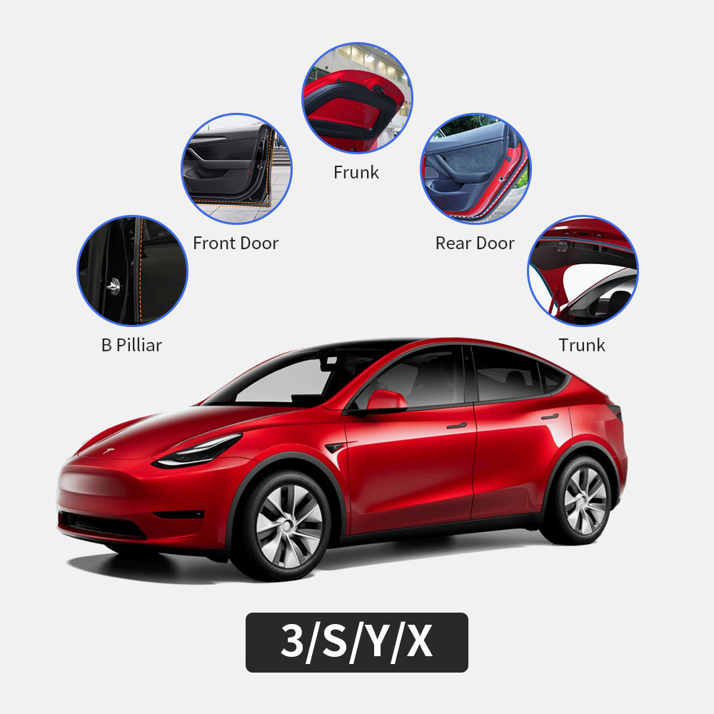 Car Door Seal Strip Kit Soundproof Rubber for Tesla Model S/3/X/Y