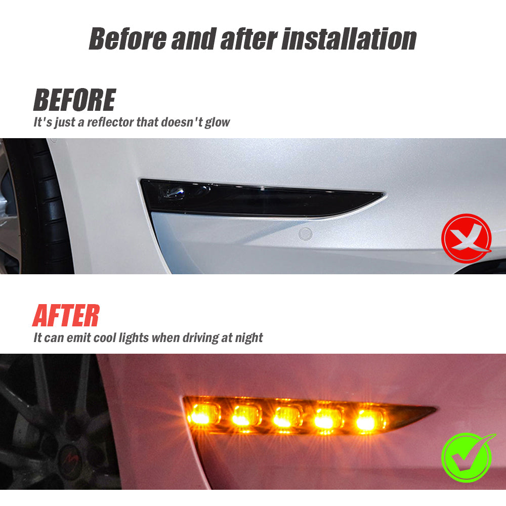 Tesla Model Y/3 Car LED Daytime Running Light Fog Lamp Covers Set