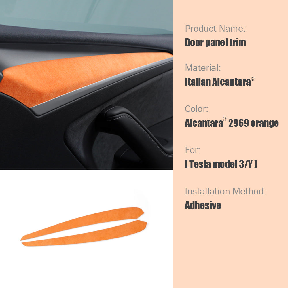 Suede Cover Interior Panel Door Handle Covers for Tesla Model 3/Y